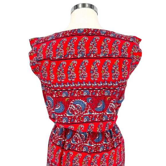 Ann Taylor Loft Paisley Print Sleeveless Dress Red Blue Size Small - Picture 8 of 12